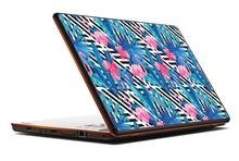 Naklejka na laptopa - Flamingi i niebieskie liście 0397