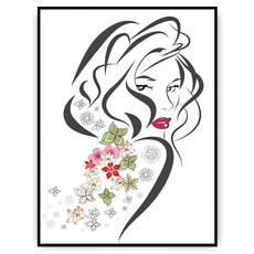 Plakat - Kobieta z płatkami kwiatów