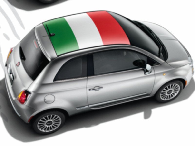 Fiat 500 naklejka na dach flaga Włoch oklejaj.pl
