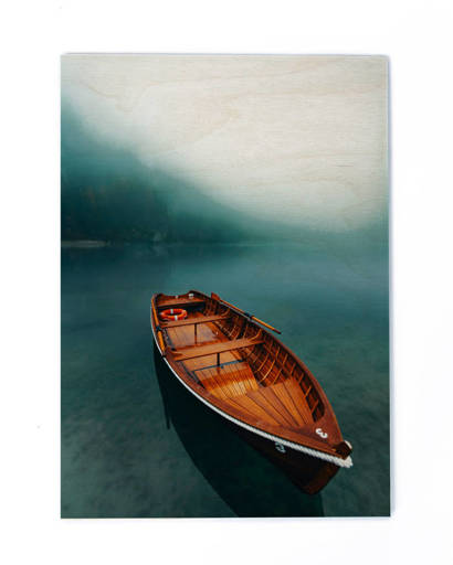 Drewniany plakat - Łódka na jeziorze