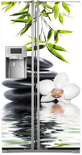 Mata na lodówkę side-by-side - Biała orchidea 0005