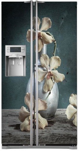 Mata na lodówkę side-by-side - Kwiaty w aluminiowym wazonie 0512