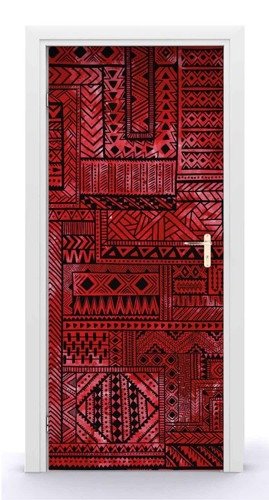 Naklejka na drzwi - Czerwony indiański wzór 0717