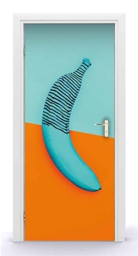 Naklejka na drzwi - Kolorowy banan 0718