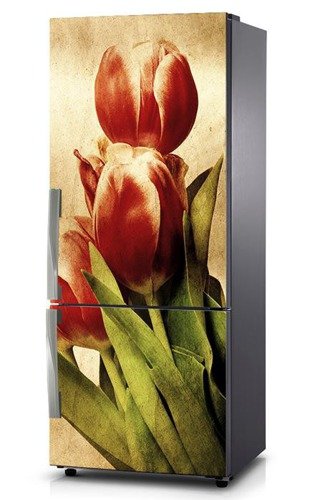 Naklejka na lodówkę - Retro tulipany 0180