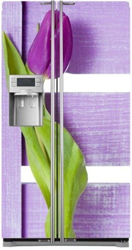 Naklejka na lodówkę side-by-side - Fioletowy tulipan 0403