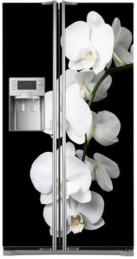 Naklejka na lodówkę side-by-side - Kwitnąca biała orchidea 0508