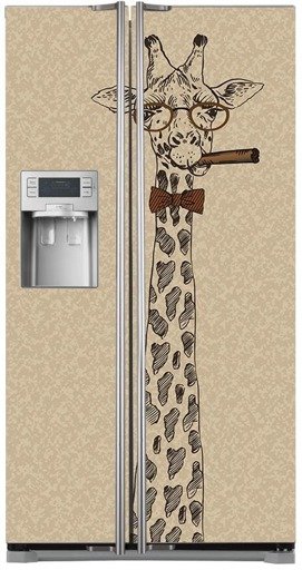 Naklejka na lodówkę side-by-side - Żyrafa z cygarem 0314