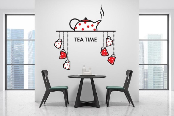Naklejka na ścianę - Akcesoria do herbaty - 0034