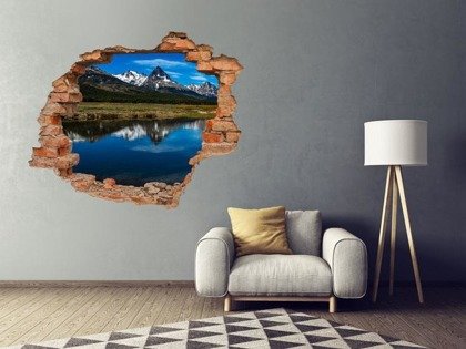 Naklejka na ścianę Dziura 3D Jezioro w górach 0122