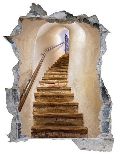 Naklejka na ścianę Dziura 3D - Kamienne schody 0255