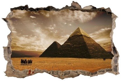 Naklejka na ścianę Dziura 3D Karawana i piramidy 0208