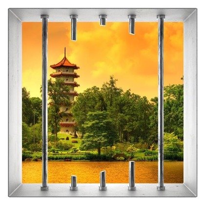 Naklejka na ścianę Okno 3D Nad rzeką w Chinach 0038