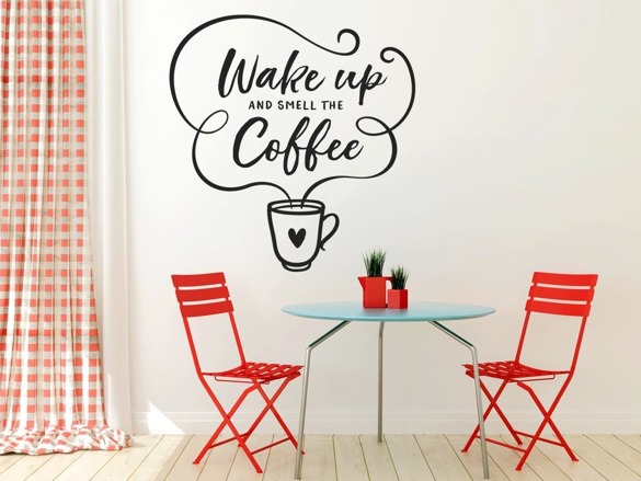 Naklejka na ścianę - Wake up with coffee - 0127