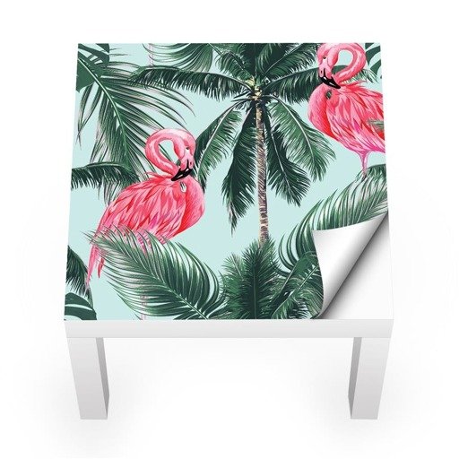 Naklejka na stolik LACK IKEA - Flamingi i palmy 0046