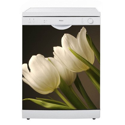 Naklejka na zmywarkę - Białe tulipany 0046