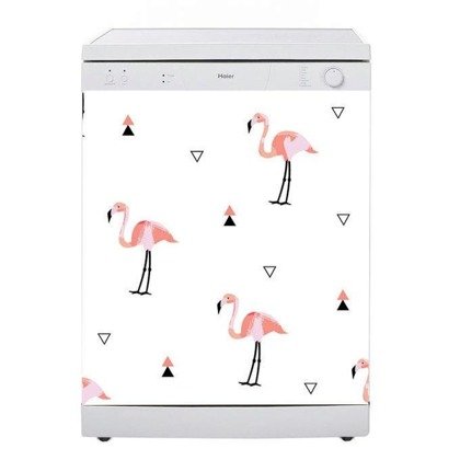 Naklejka na zmywarkę - Flamingi i trójkąty 0678