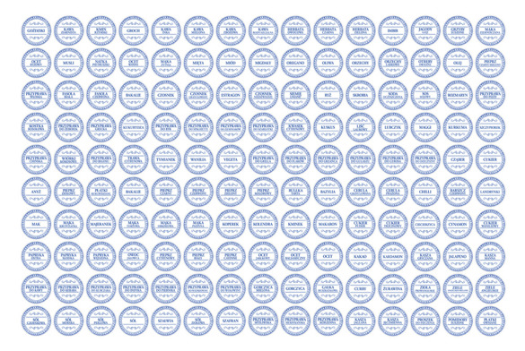 Naklejki etykiety na słoiki z przyprawami 150 sztuk - niebieskie