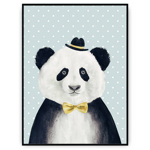 Plakat - Panda w kapeluszu