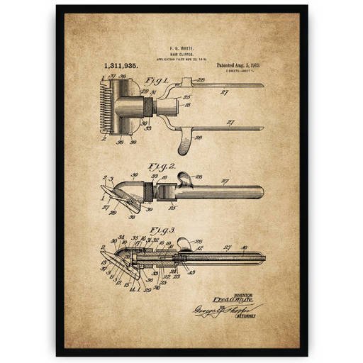Plakat na starym papierze - maszynka do strzyżenia