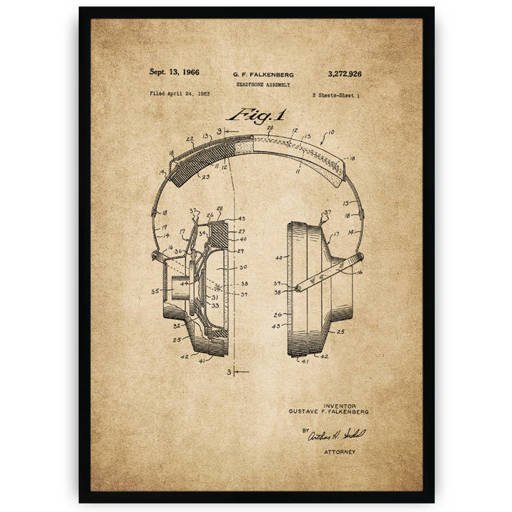 Plakat na starym papierze - słuchawki