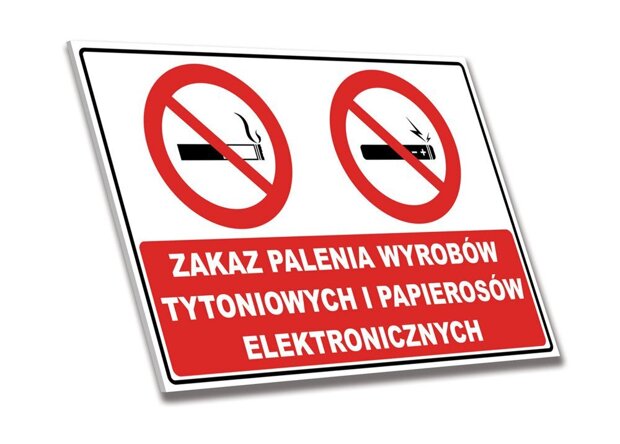 Tabliczka PCV - Zakaz Palenia Papierosów i E-Papierosów