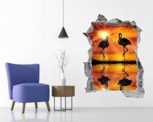 Naklejka na ścianę Dziura 3D - Flamingo 0440