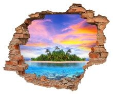 Naklejka na ścianę Dziura 3D Tropikalna wyspa Malediwy 0057