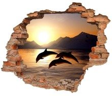 Naklejka na ścianę Dziura 3D Trzy delfiny 0430