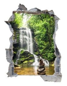 Naklejka na ścianę Dziura 3D - Wodospad i jezioro 0024