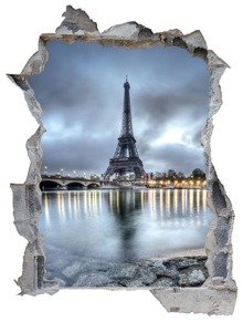 Naklejka na ścianę Dziura 3D - Zachmurzony Paryż 0290