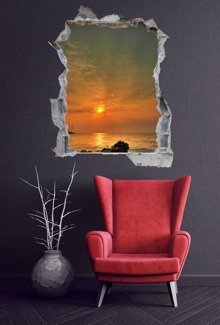 Naklejka na ścianę Dziura 3D Zachód słońca nad morzem 0049