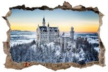Naklejka na ścianę Dziura 3D Zamek Neuschwanstein zimą 0392